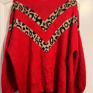 Red, Cheetah print sweater